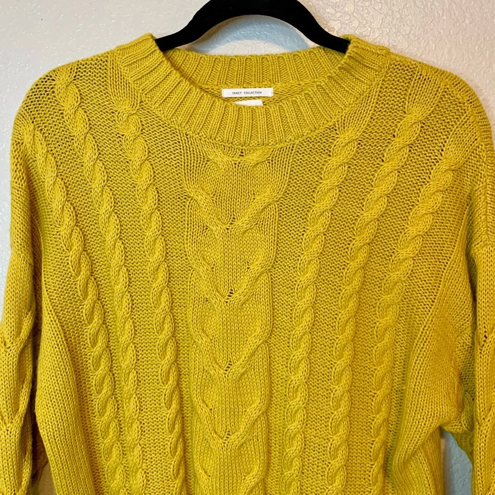 Zara Knitwear Girls Cable Knit Sweater Mustard Yellow Size 13-14 Years
